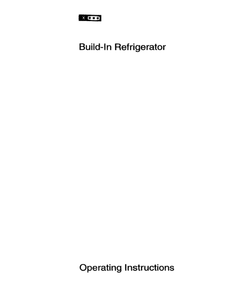 Electrolux Build-In Refrigerator User manual Electrolux Build-In Refrigerator User manual