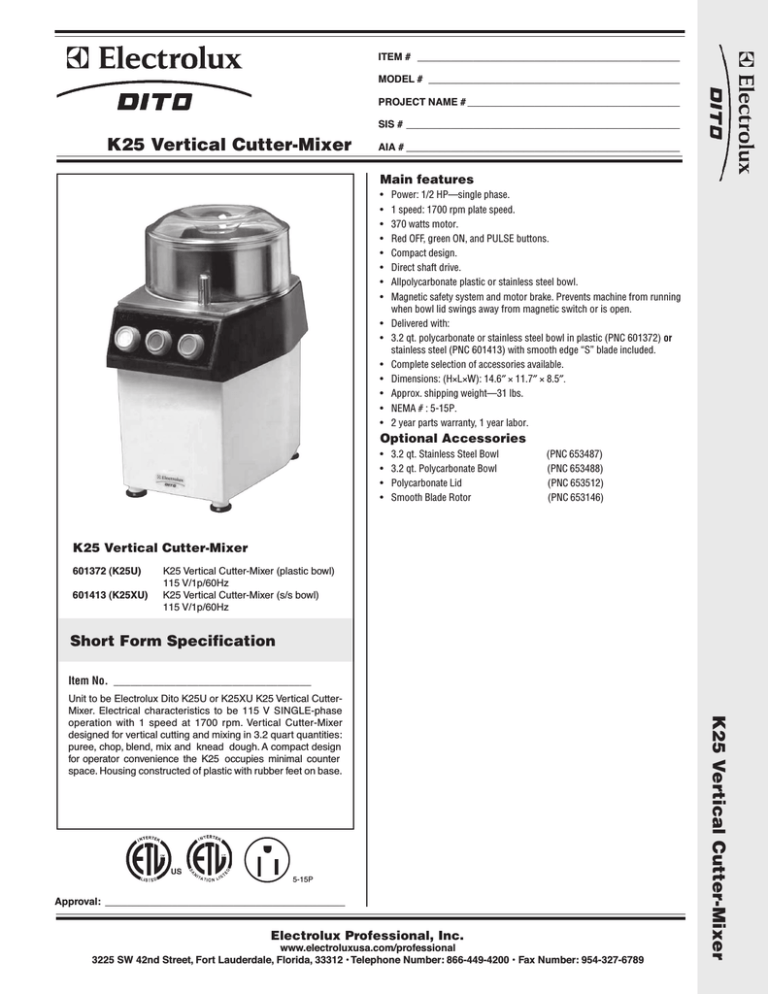 Electrolux Dito 601372, K25XU, K25U User manual Electrolux Dito 601372, K25XU, K25U User manual