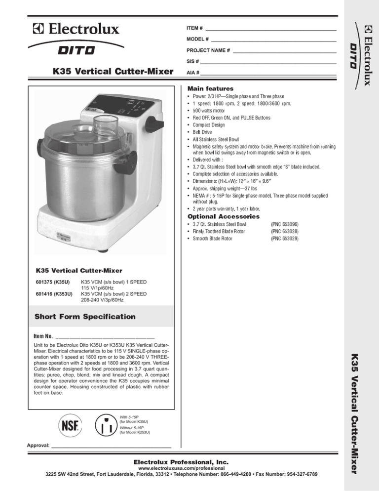 Electrolux K35U, Dito 601416, K353U User manual Electrolux K35U, Dito 601416, K353U User manual