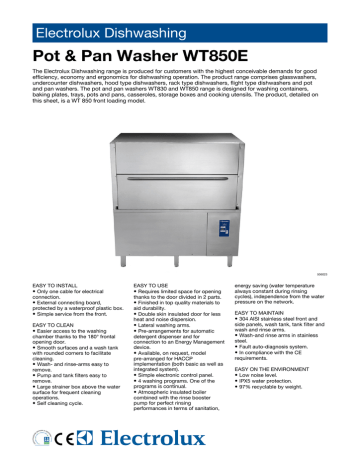 Electrolux Dishwasher WT850E User's Manual | Manualzz