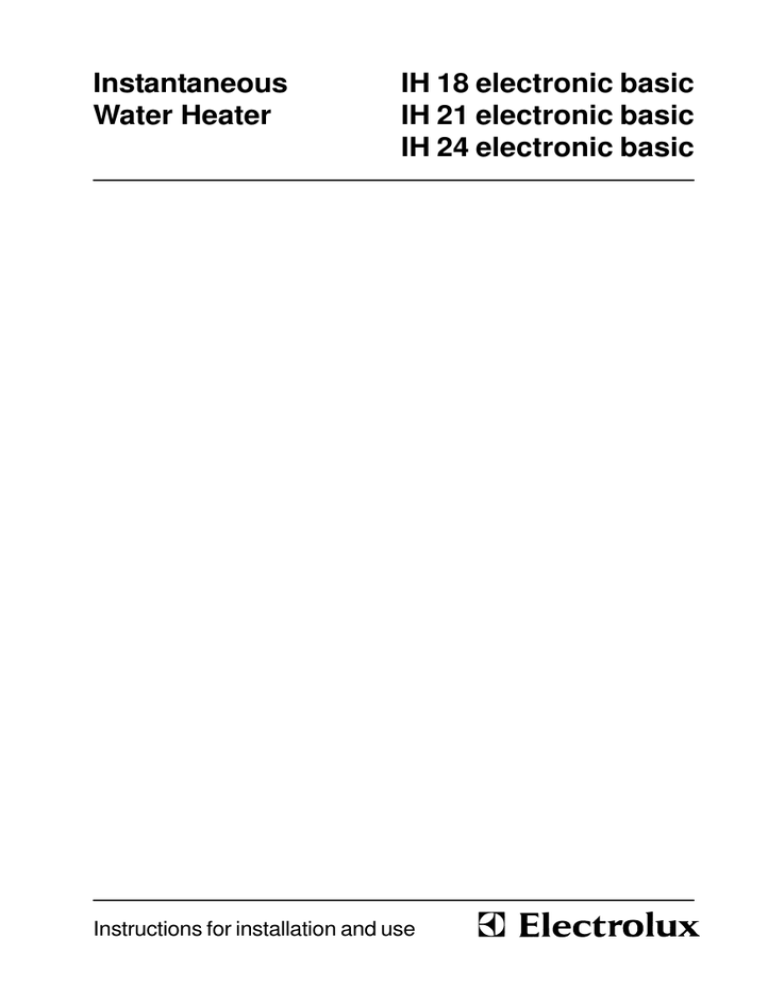 Electrolux IH21 User's manual Electrolux IH21 User's manual