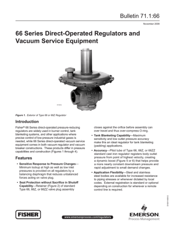 Emerson 66 Series Direct-Operated Regulators and Vacuum Service Equipment Data Sheet | Manualzz