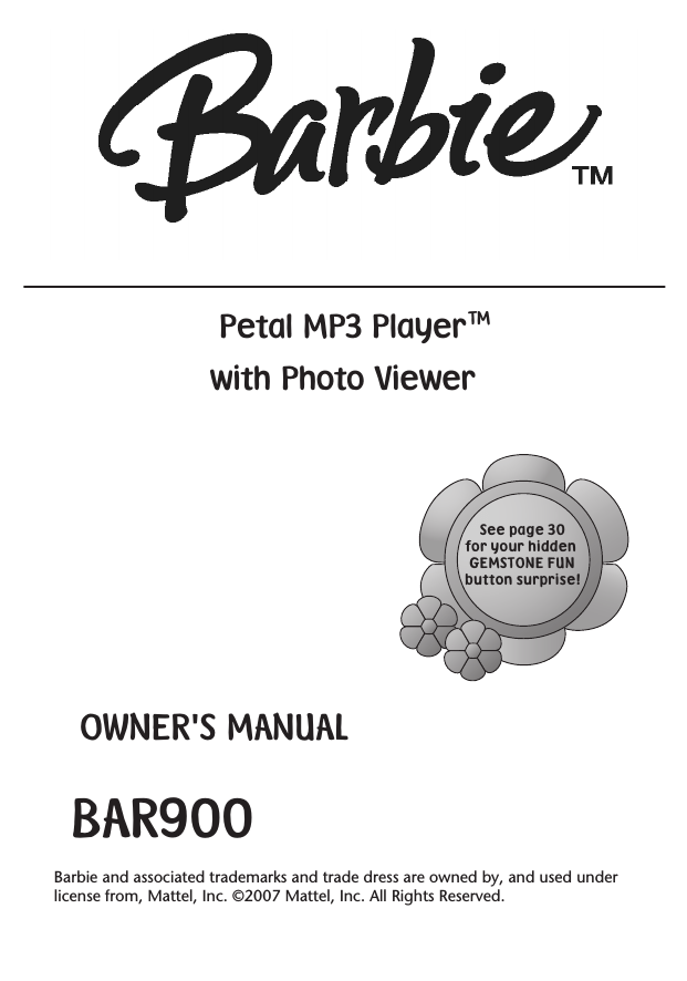 Emerson Barbie BAR900 Owner's manual Emerson Barbie BAR900 Owner's manual