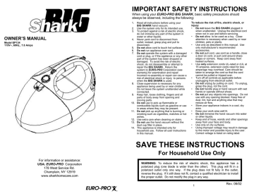 Euro-Pro BIG EP134 Owner's Manual | Manualzz