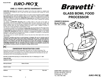 Euro-Pro EP108H User's Manual | Manualzz