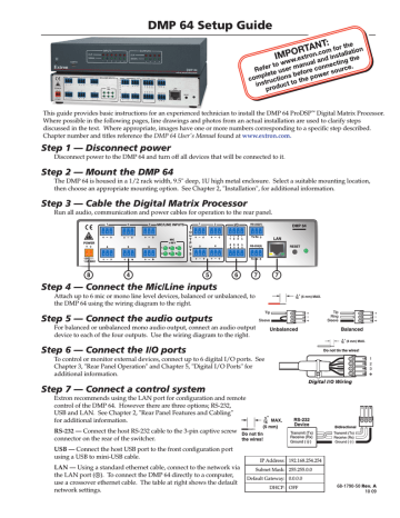 Extron electronic DMP 64 User's Manual | Manualzz Extron electronic DMP 64 User's Manual | Manualzz