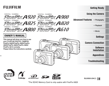 Fujifilm FinePix A920 Owner's Manual | Manualzz Fujifilm FinePix A920 Owner's Manual | Manualzz