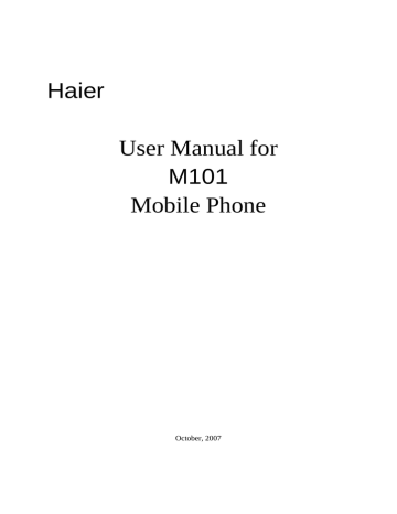 Haier M101 User manual | Manualzz