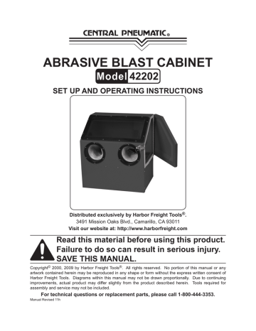 Harbor Freight Tools Benchtop Blast Cabinet Product manual | Manualzz