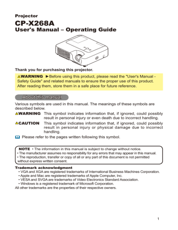Hitachi CP-X268A User's Manual | Manualzz Hitachi CP-X268A User's Manual | Manualzz