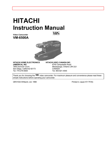 Hitachi VTFX6500A Instruction manual | Manualzz