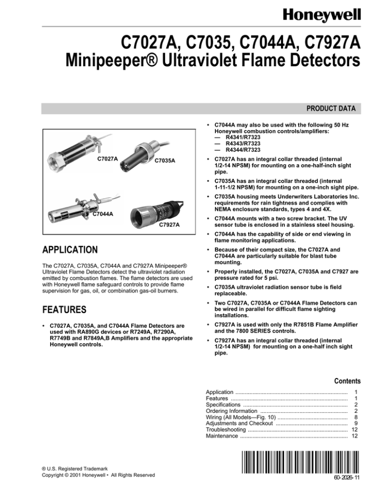 Honeywell C7035 User's manual Honeywell C7035 User's manual