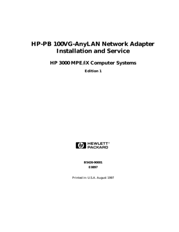 HP 100VG-ANYLAN B5426-90001 User's manual HP 100VG-ANYLAN B5426-90001 User's manual