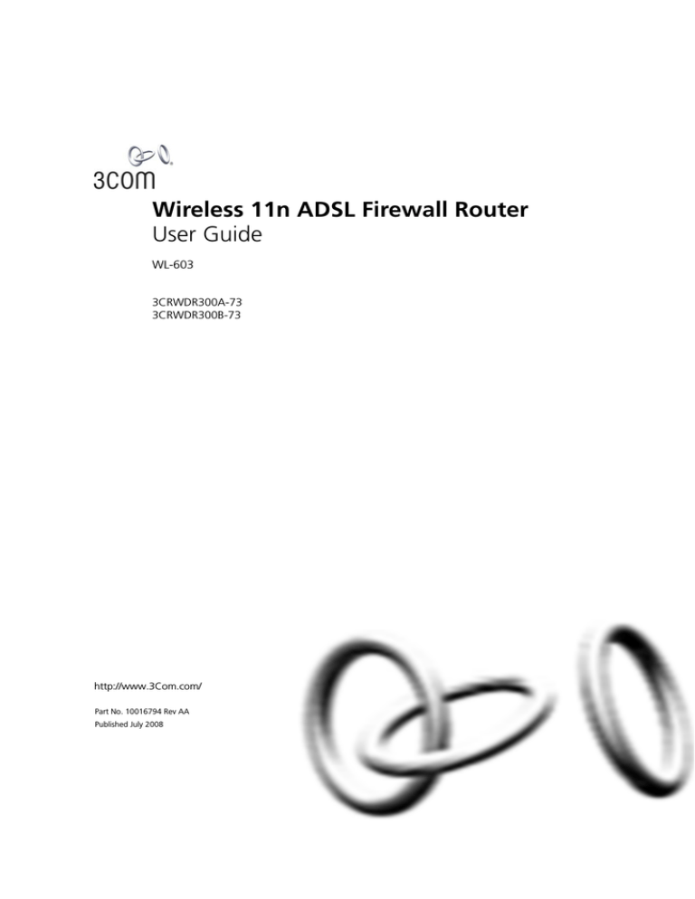 HP 3CRWDR300B-73, WL-603, 3CRWDR300A-73, 110 Wireless-N Router Series, 3CRWDR300A-73-US - ADSL Wireless 11n Firewall Router User manual HP 3CRWDR300B-73, WL-603, 3CRWDR300A-73, 110 Wireless-N Router Series, 3CRWDR300A-73-US - ADSL Wireless 11n Firewall Router User manual