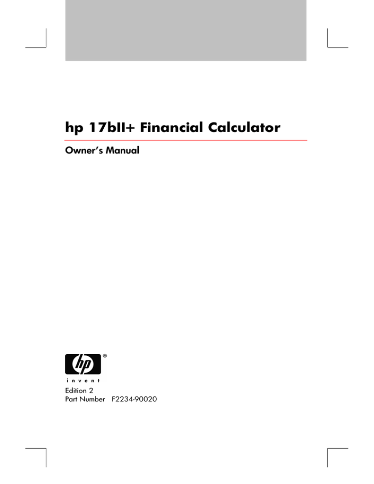 HP 17bII User manual HP 17bII User manual