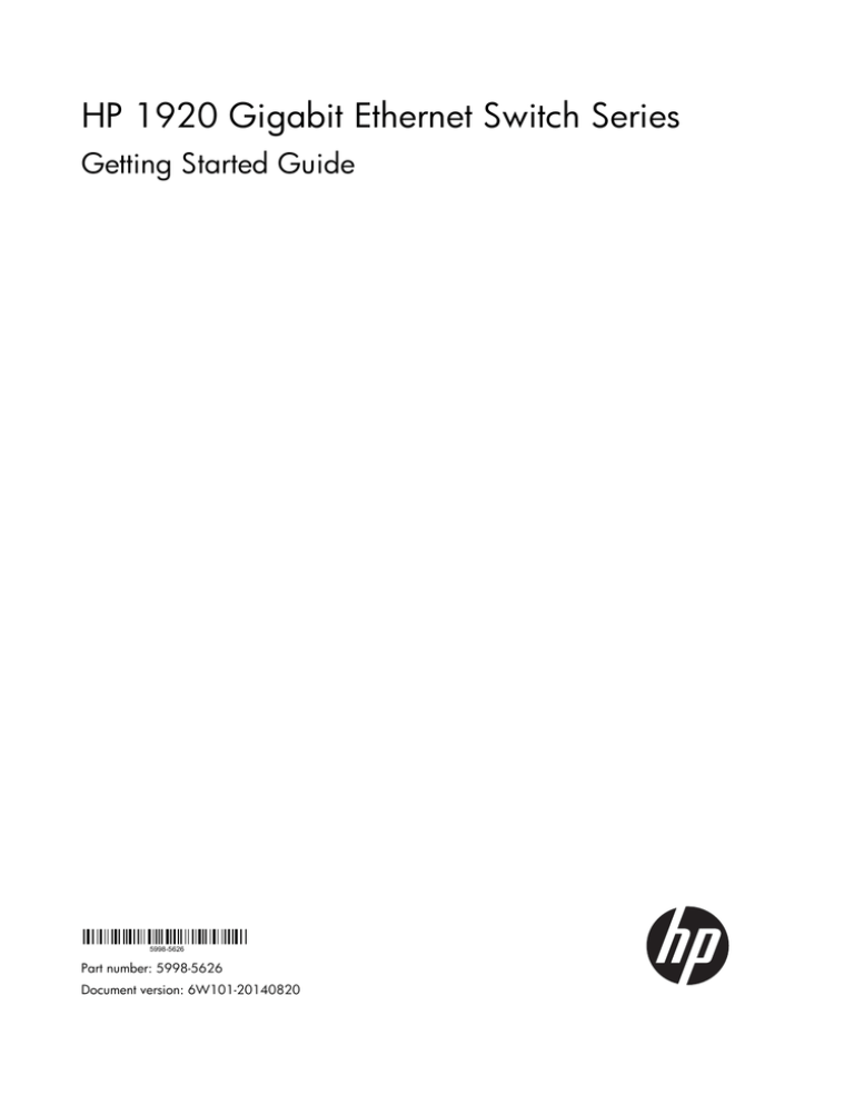 HP 1920-16G Switch Quick start guide HP 1920-16G Switch Quick start guide