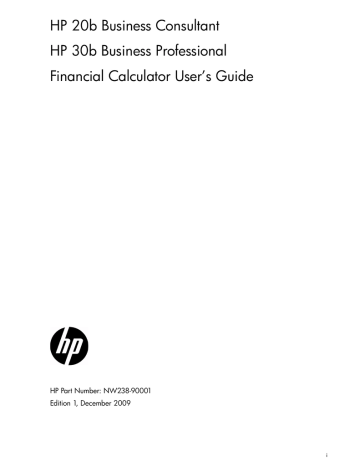 HP 30b Business Professional Calculator, 20b Business Consultant Financial Calculator, 20B User's manual HP 30b Business Professional Calculator, 20b Business Consultant Financial Calculator, 20B User's manual