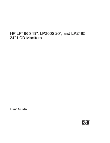 HP LP2465, LP1965 19-inch LCD Monitor, LP2465 24-inch Widescreen LCD Monitor User's manual HP LP2465, LP1965 19-inch LCD Monitor, LP2465 24-inch Widescreen LCD Monitor User's manual