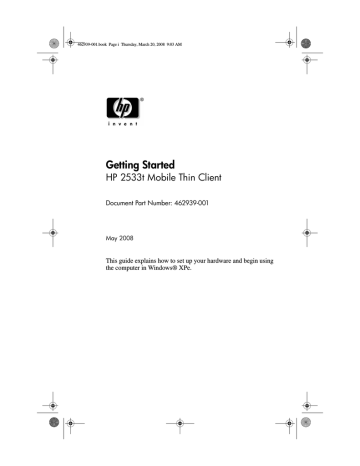 HP 2533t, 2533t Mobile Thin Client Getting started guide HP 2533t, 2533t Mobile Thin Client Getting started guide