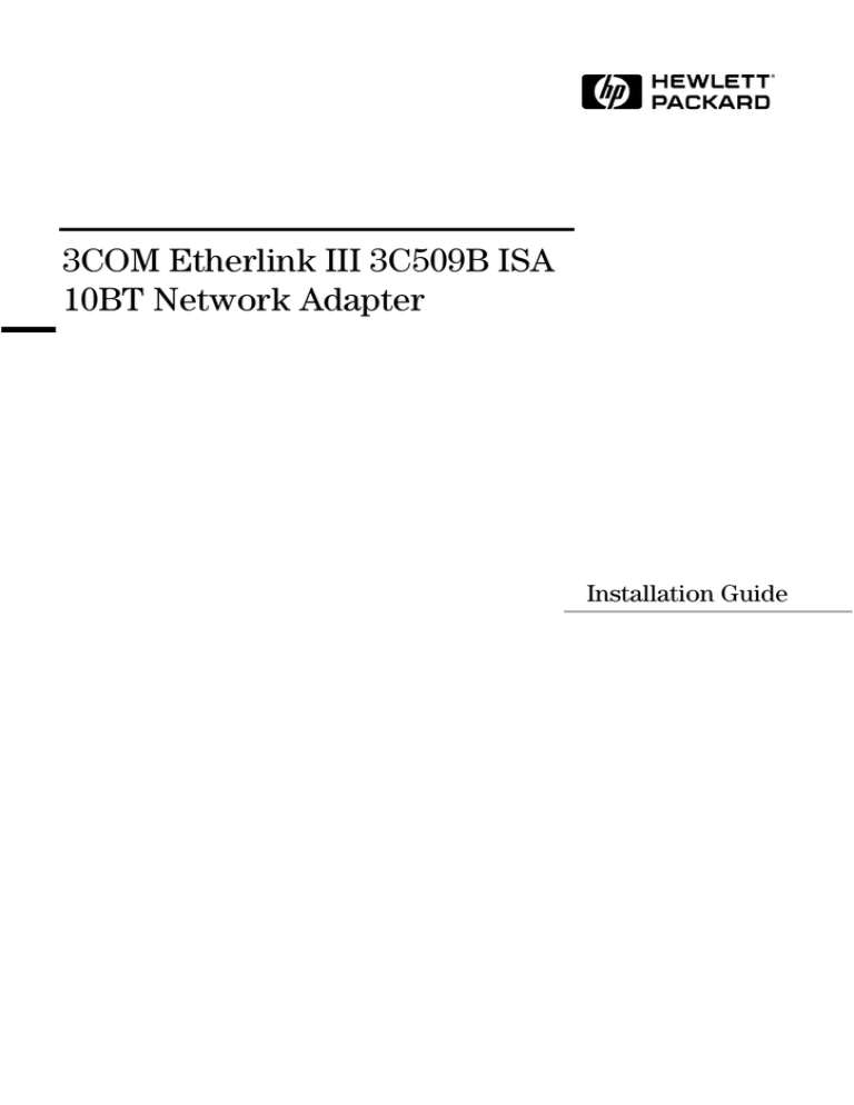 HP 3C509B ISA User's manual HP 3C509B ISA User's manual