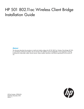 HP 501 Wireless Client Bridge Installation manual HP 501 Wireless Client Bridge Installation manual