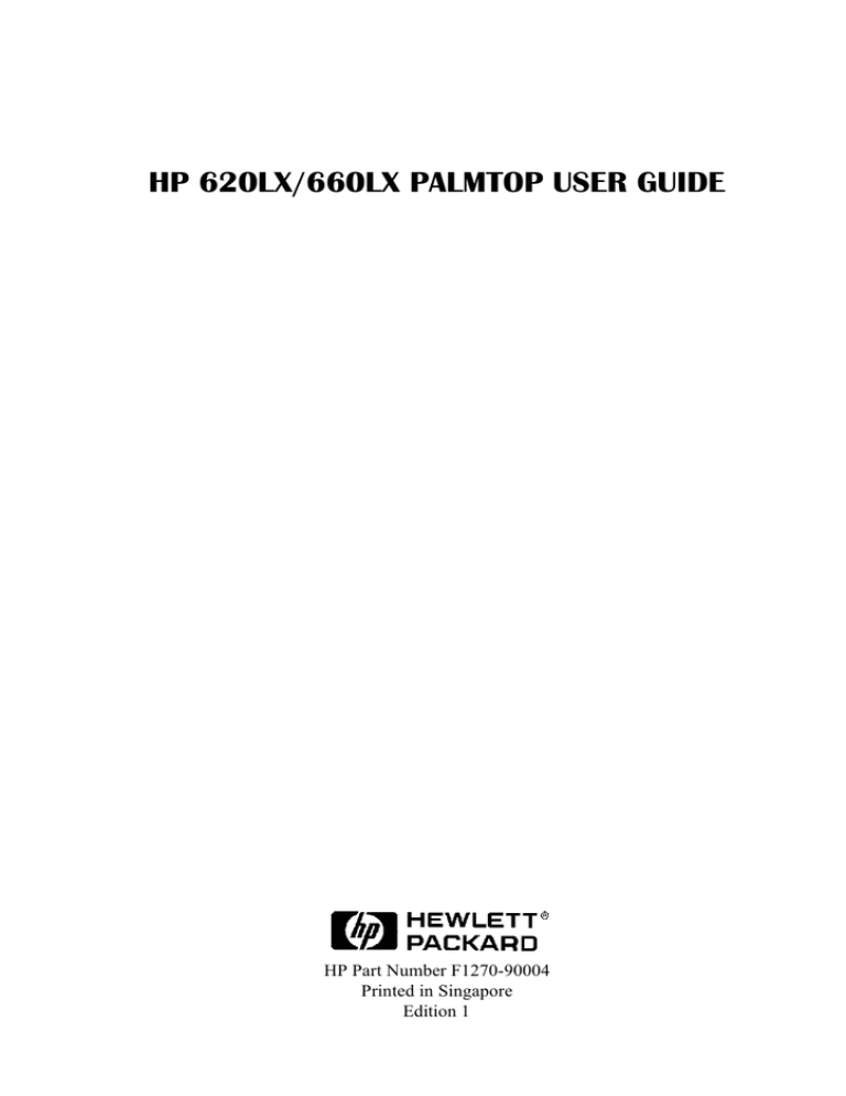 HP Palmtop 620X, 620LX, Palmtop 660LX User's manual HP Palmtop 620X, 620LX, Palmtop 660LX User's manual