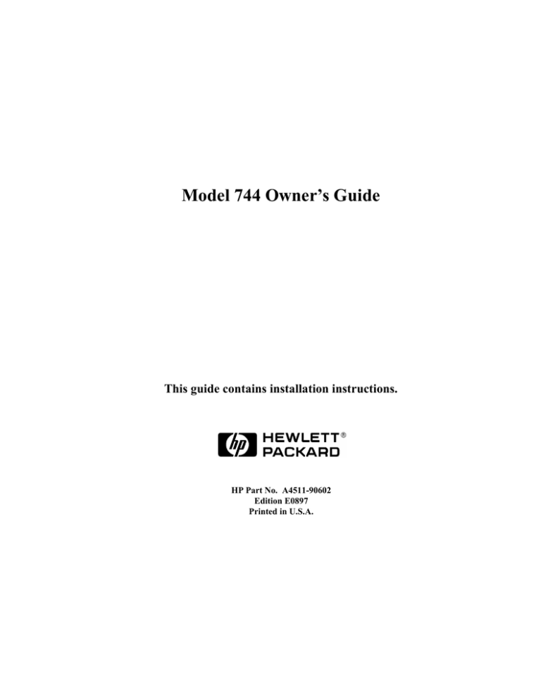 HP 744 User's manual HP 744 User's manual