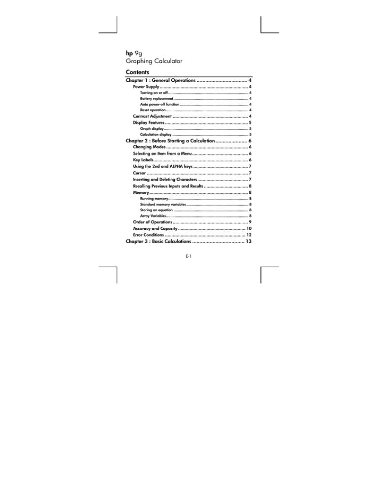 HP 9g Graphing Calculator, 9G User's manual HP 9g Graphing Calculator, 9G User's manual