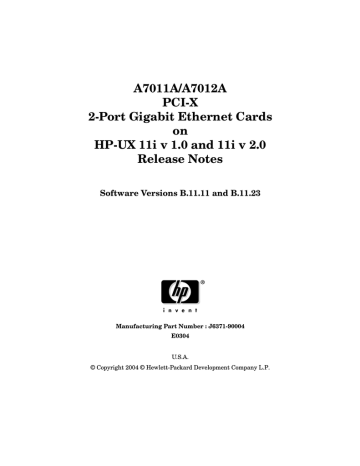 HP A7011A User's manual HP A7011A User's manual