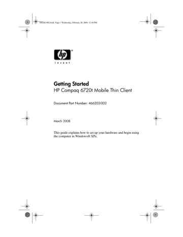 HP Compaq 6720t Mobile Thin Client, 6720t Getting started guide HP Compaq 6720t Mobile Thin Client, 6720t Getting started guide