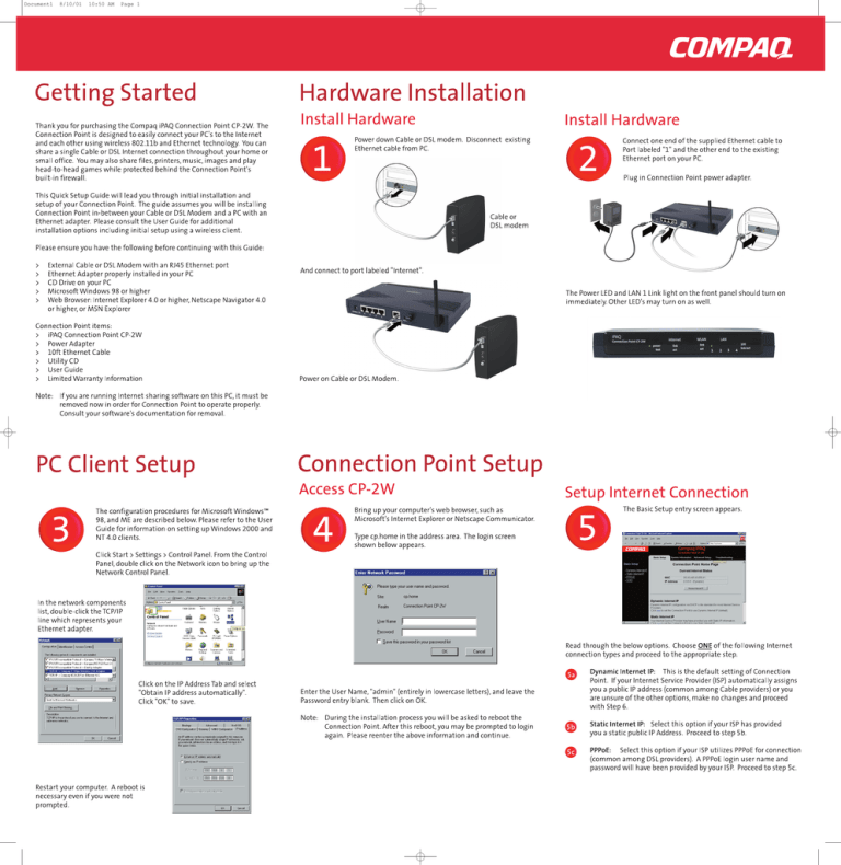 HP 2W Quick start guide HP 2W Quick start guide