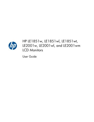HP LE1851w 18.5-inch Widescreen LCD Monitor, LE2001wm 20-inch Widescreen LCD Monitor, LE1851wl, Compaq LE1851wl 18.5-inch LED Monitor, LE2001w 20-inch Widescreen LCD Monitor, Compaq LE1851wt 18.5-inch Widescreen LCD Monitor, Compaq LE2001wl 20-inch LED Monitor User's manual HP LE1851w 18.5-inch Widescreen LCD Monitor, LE2001wm 20-inch Widescreen LCD Monitor, LE1851wl, Compaq LE1851wl 18.5-inch LED Monitor, LE2001w 20-inch Widescreen LCD Monitor, Compaq LE1851wt 18.5-inch Widescreen LCD Monitor, Compaq LE2001wl 20-inch LED Monitor User's manual