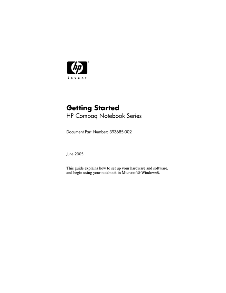 HP Compaq Notebook Series 393685-002 User's manual HP Compaq Notebook Series 393685-002 User's manual