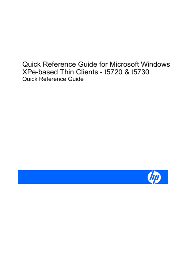 HP t5730 Reference guide HP t5730 Reference guide