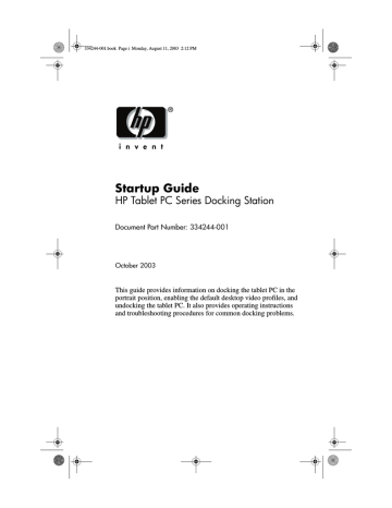 HP Compaq tc1100 Tablet PC, TC1100, Compaq tc1100 Base Model Tablet PC Getting started guide HP Compaq tc1100 Tablet PC, TC1100, Compaq tc1100 Base Model Tablet PC Getting started guide