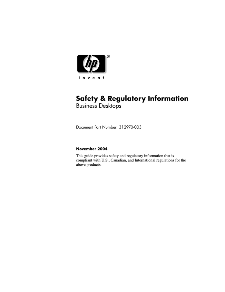 HP Computer Drive 312970-003 User manual HP Computer Drive 312970-003 User manual