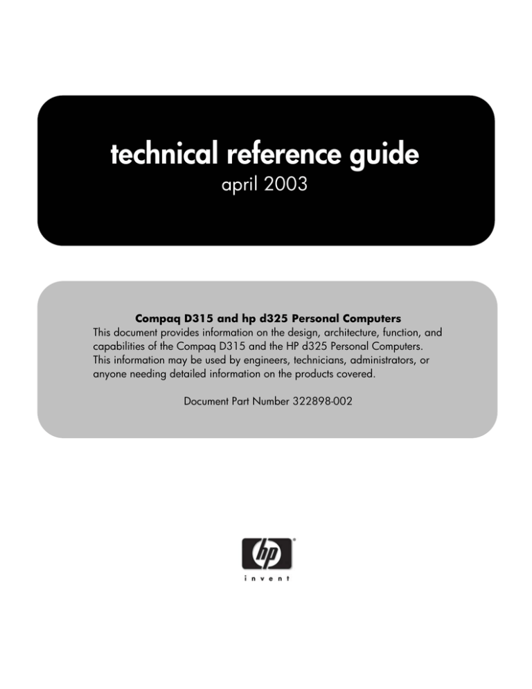 HP D315 User manual HP D315 User manual