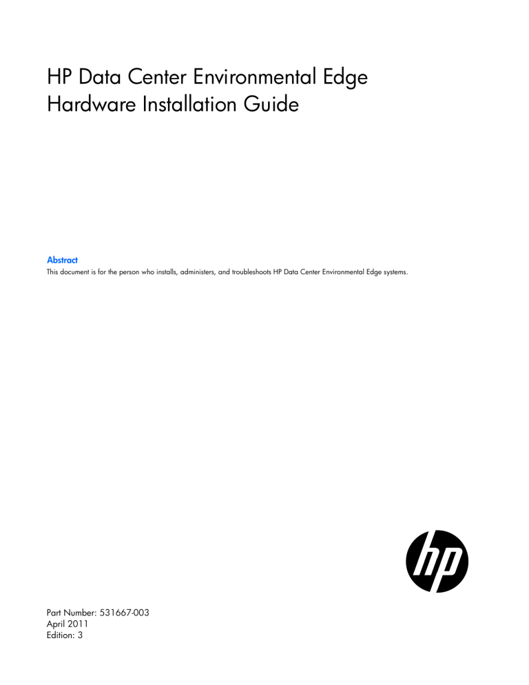 HP Data Center Environmental Edge Installation guide HP Data Center Environmental Edge Installation guide