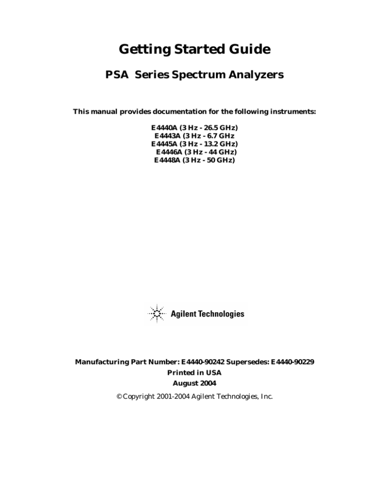 HP E4440A User's manual HP E4440A User's manual