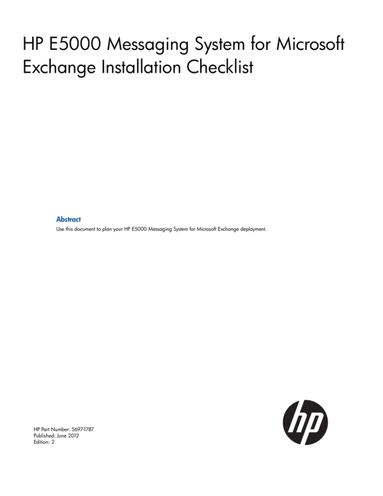 HP E5000 Installation guide HP E5000 Installation guide