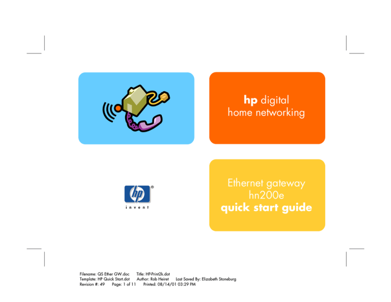 HP hn200e Quick start guide HP hn200e Quick start guide