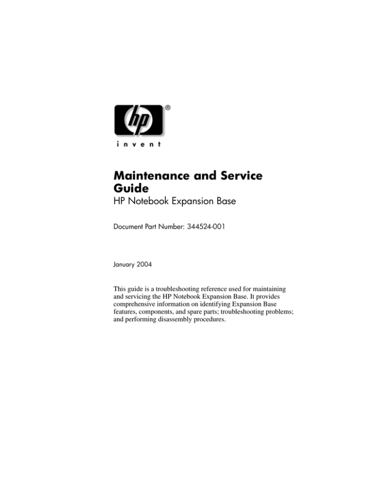 HP EXPANSION BASE 344524-001 User manual HP EXPANSION BASE 344524-001 User manual