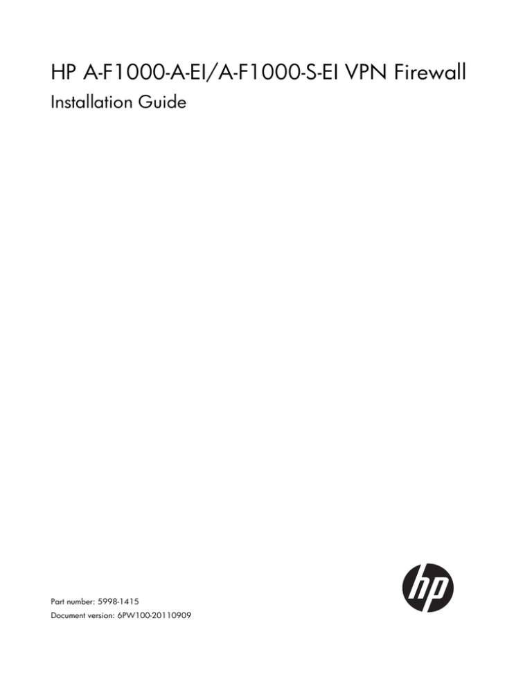 HP Firewall Series Installation guide HP Firewall Series Installation guide