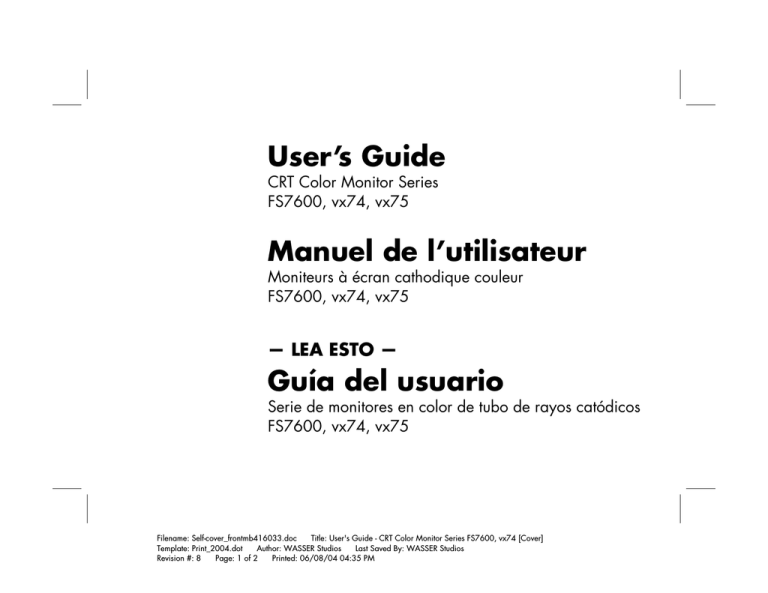 HP FS7600 User manual HP FS7600 User manual