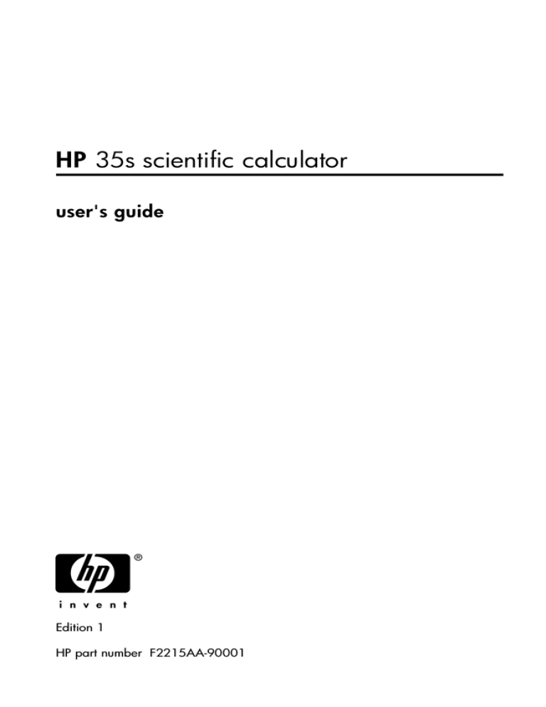 HP 35s User's manual HP 35s User's manual