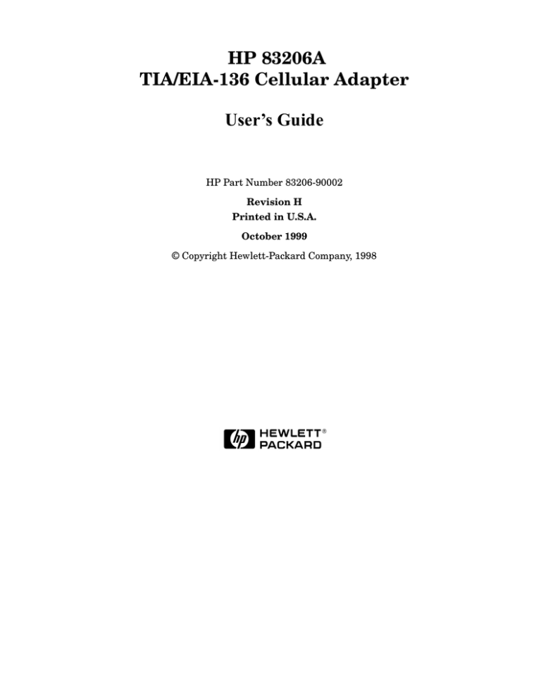 HP 83206A User manual HP 83206A User manual