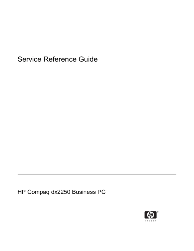 HP Compaq dx2250 User manual HP Compaq dx2250 User manual