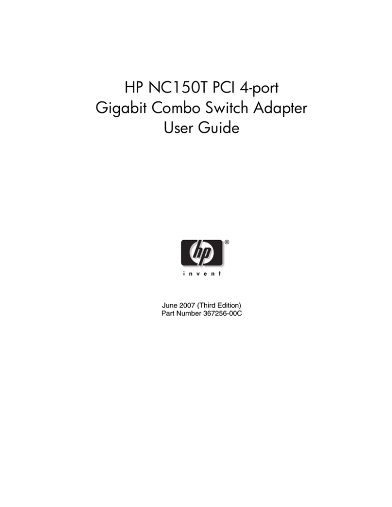 HP NC150T User's manual HP NC150T User's manual