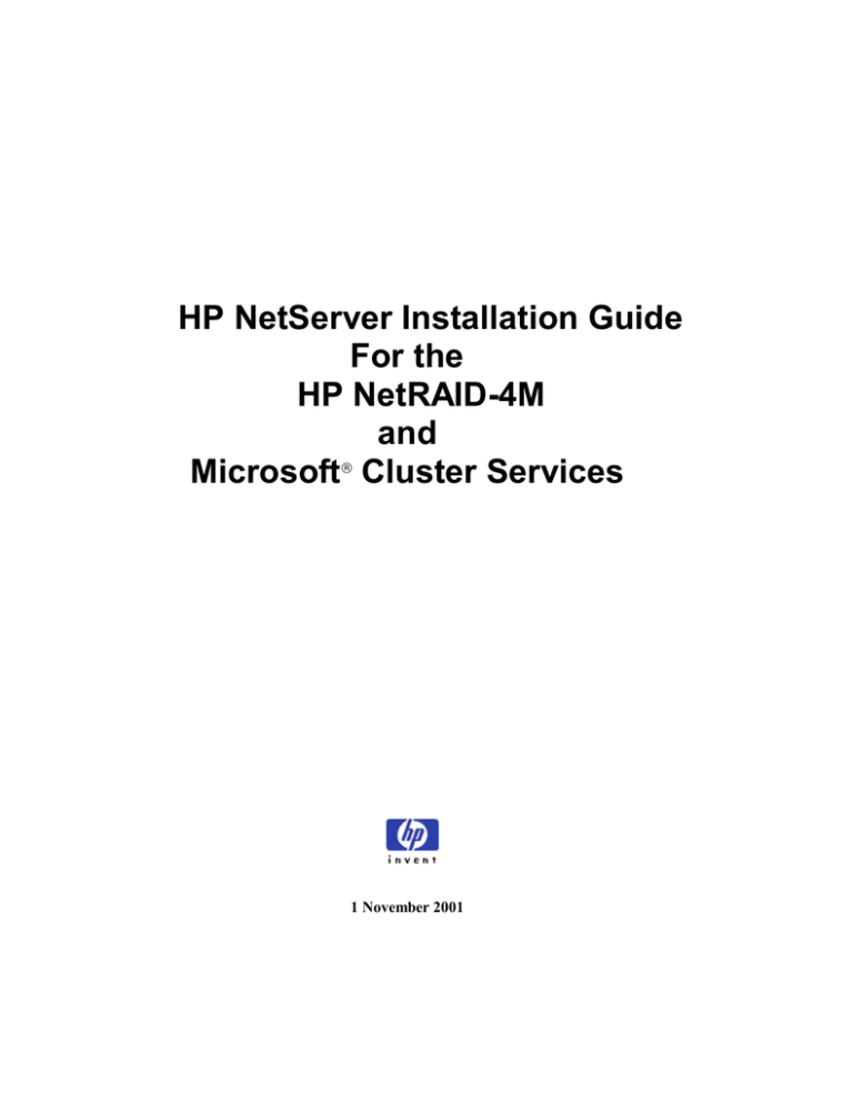 HP NetServer NetRAID-4M User manual HP NetServer NetRAID-4M User manual