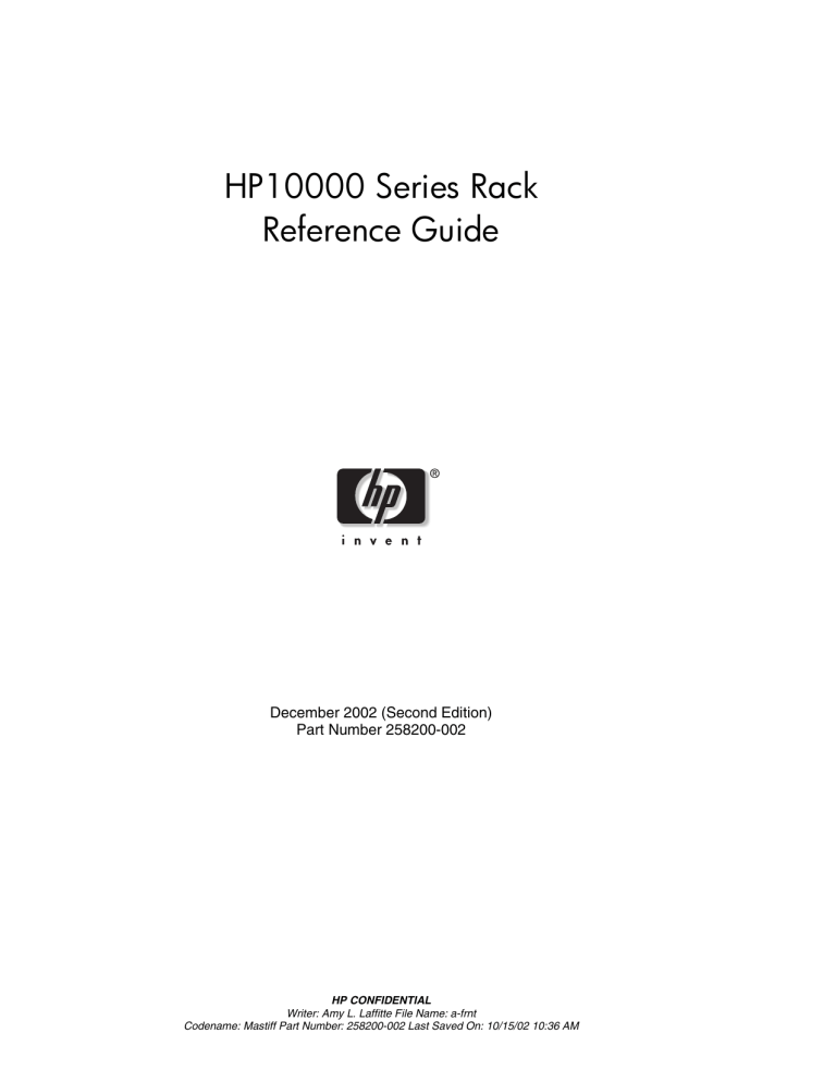 HP 10000 Series Rack 258200-002 User's manual HP 10000 Series Rack 258200-002 User's manual